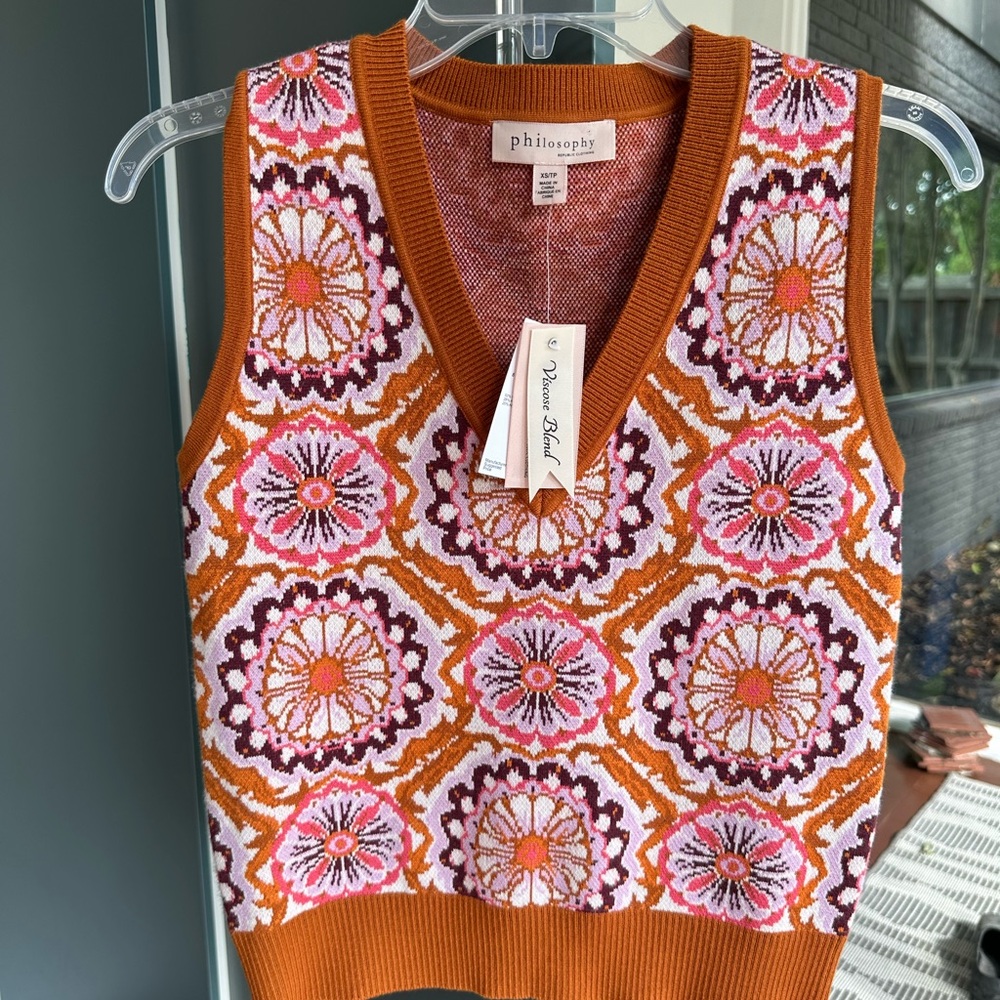Philosophy Colorful Floral Patterned Vest
